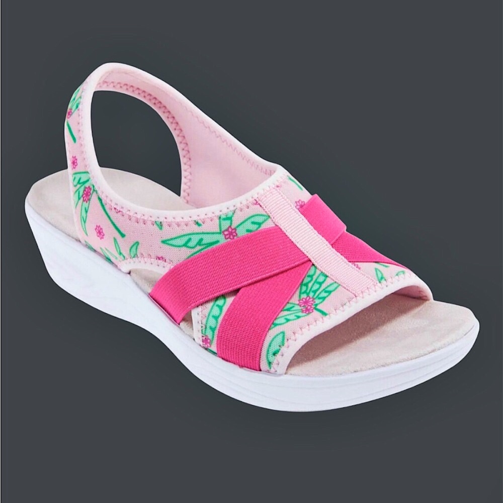 Easy Spirit Pink/Green Semaize Women's Sandal Size 7.5 W